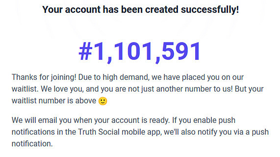 truth social registration line